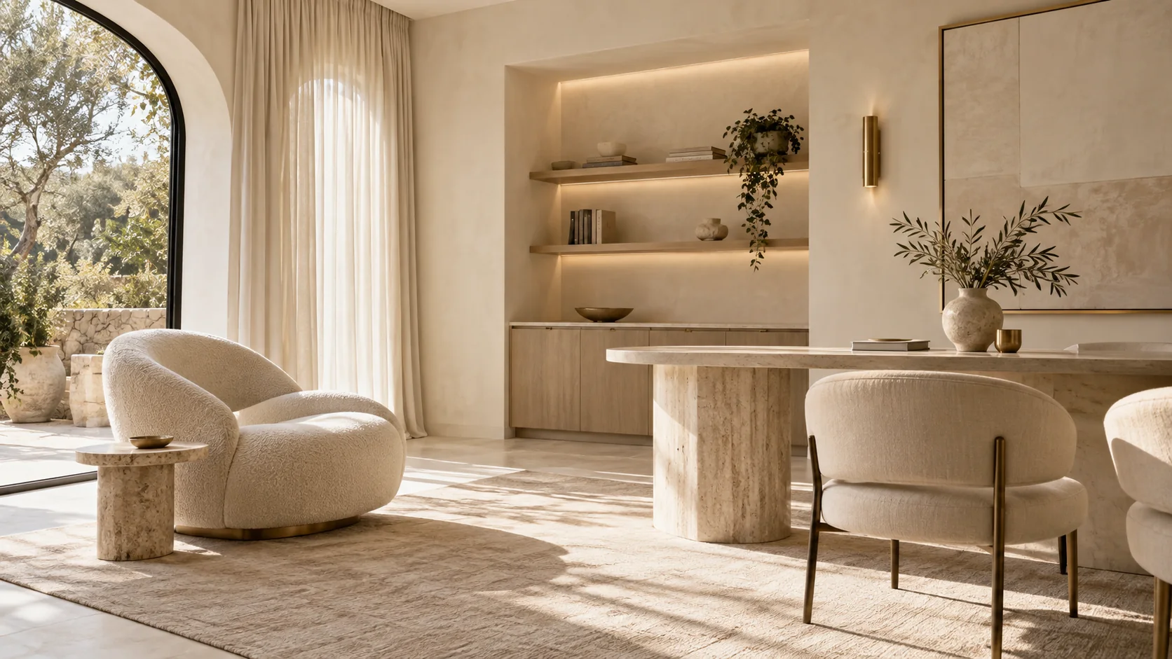An airy ivory interior with natural materials
